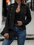 Long Sleeves Loose Buttoned Split-Joint Stand Collar Outerwear