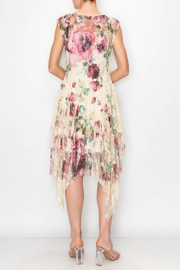 Sleeveless tiered all lace dress by  Origami Apparel