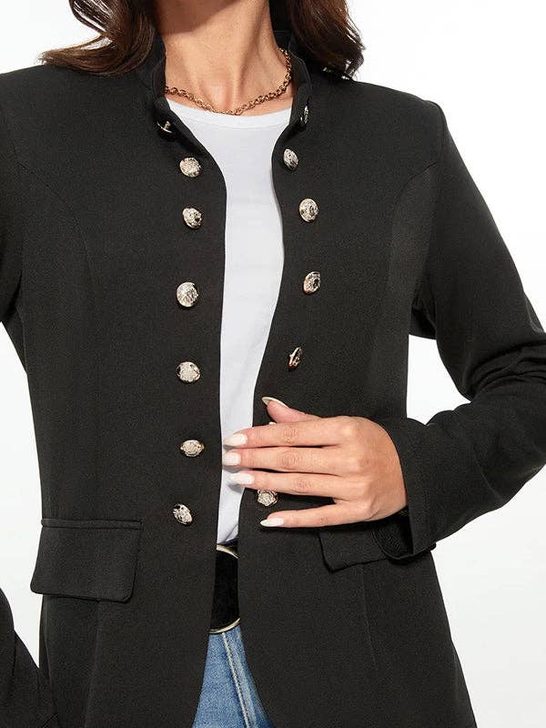 Casual Long Sleeves Buttoned Stand Collar Jackets Outerwear