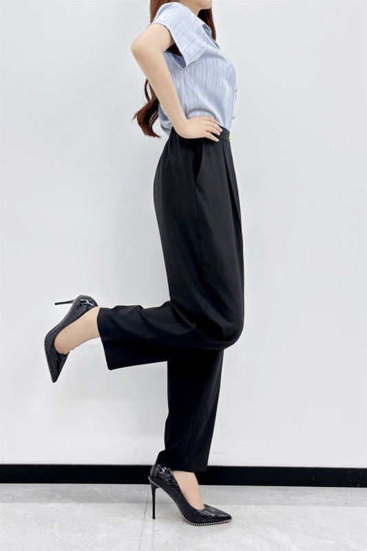 Black La Ros High-Waisted Dress Pants-Black