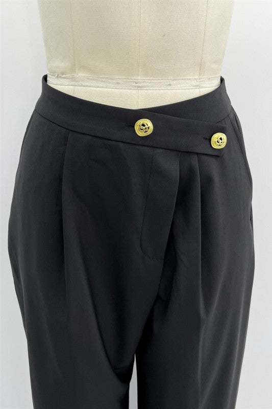 Black La Ros High-Waisted Dress Pants-Black
