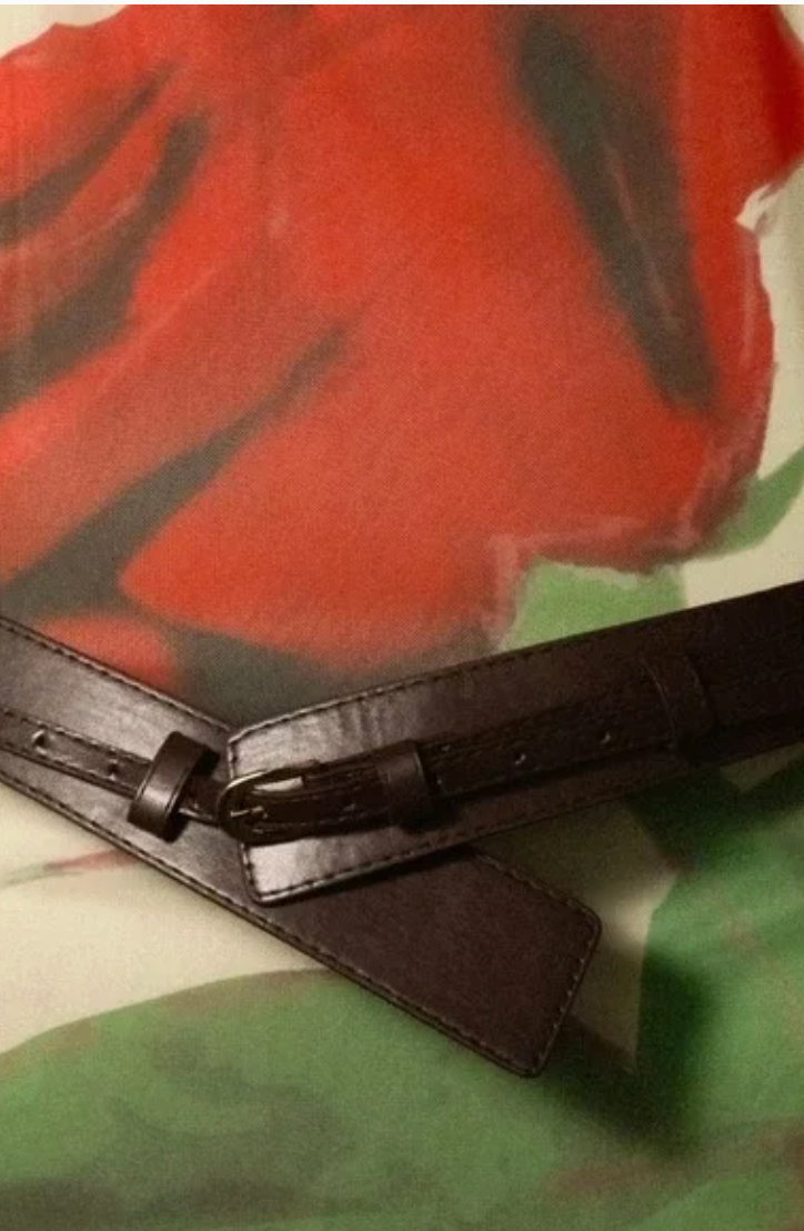 Round Neck Rose Printed Maxi Dress