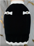 Black Knit Skirt with White Bow Accents