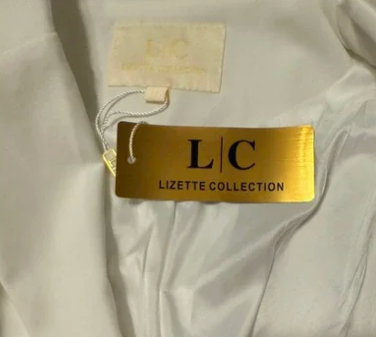 Lizette Collection White Sleeveless Blazer Vest Gold Flower Button