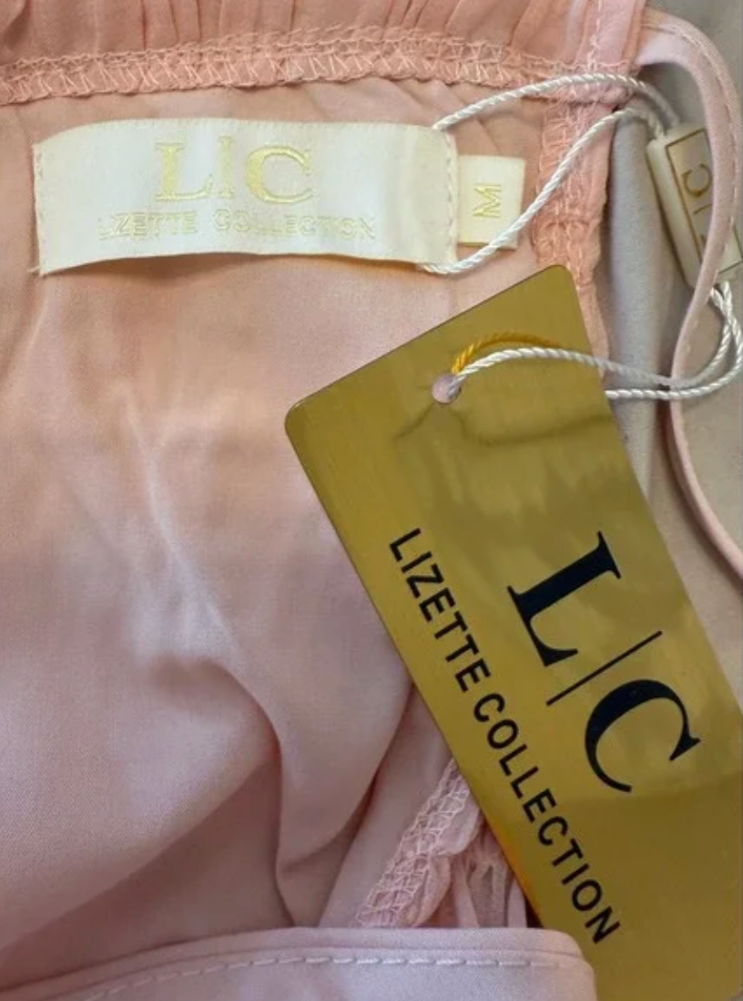 Lizette Collection Peach Smocked Halter Maxi Dress Open Back Peplum Tiered