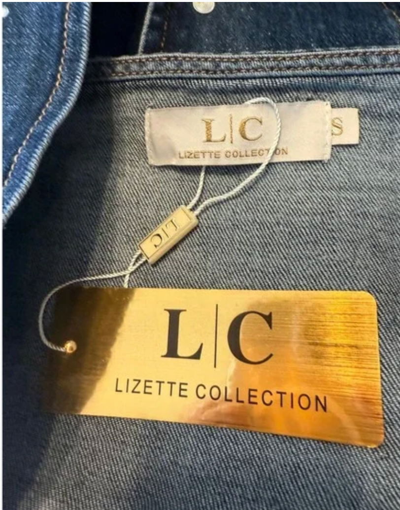 Lizette Collection Rhinestone Denim Halter Top Vest Medium Wash Blue