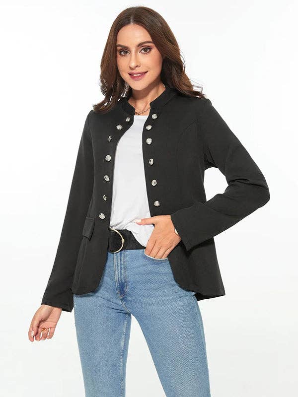 Casual Long Sleeves Buttoned Stand Collar Jackets Outerwear
